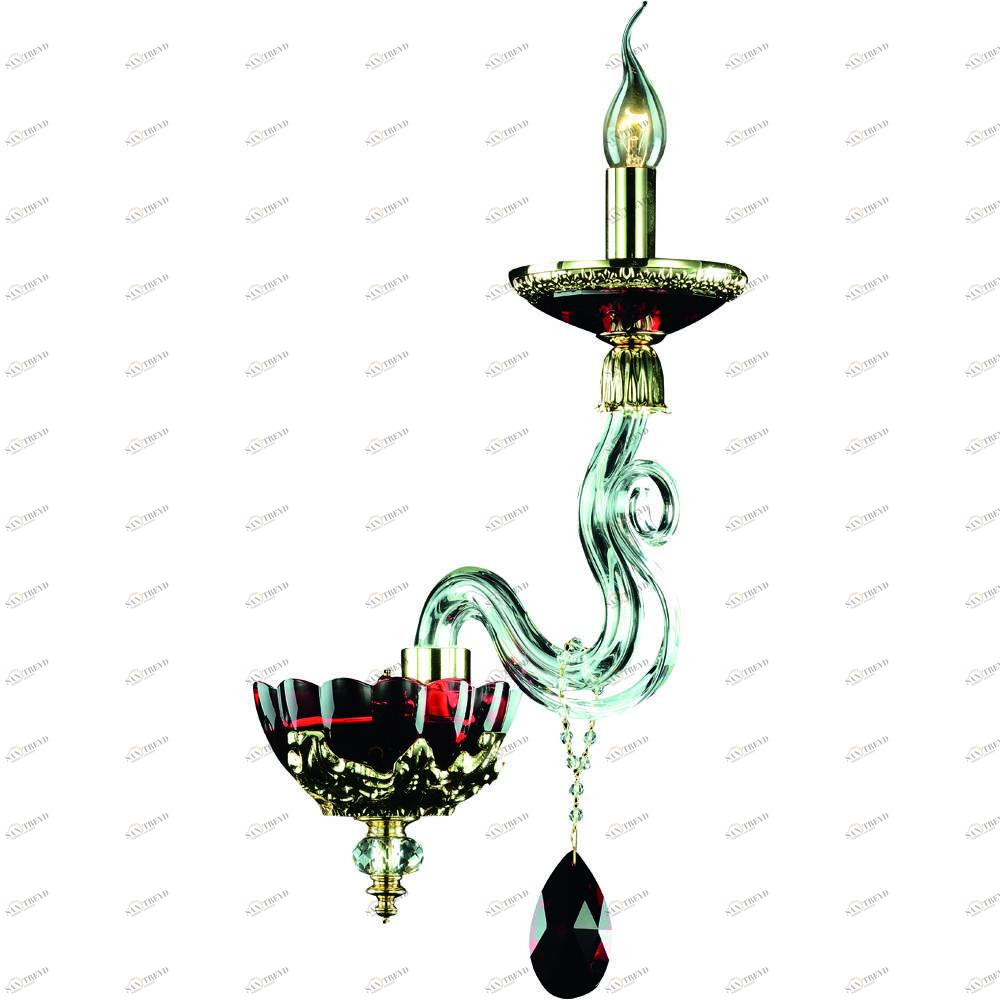 Бра Divinare Simona 5125/10 AP-1 DIVINARE СВЕЧА 078873 Золото;красный;прозрачный 