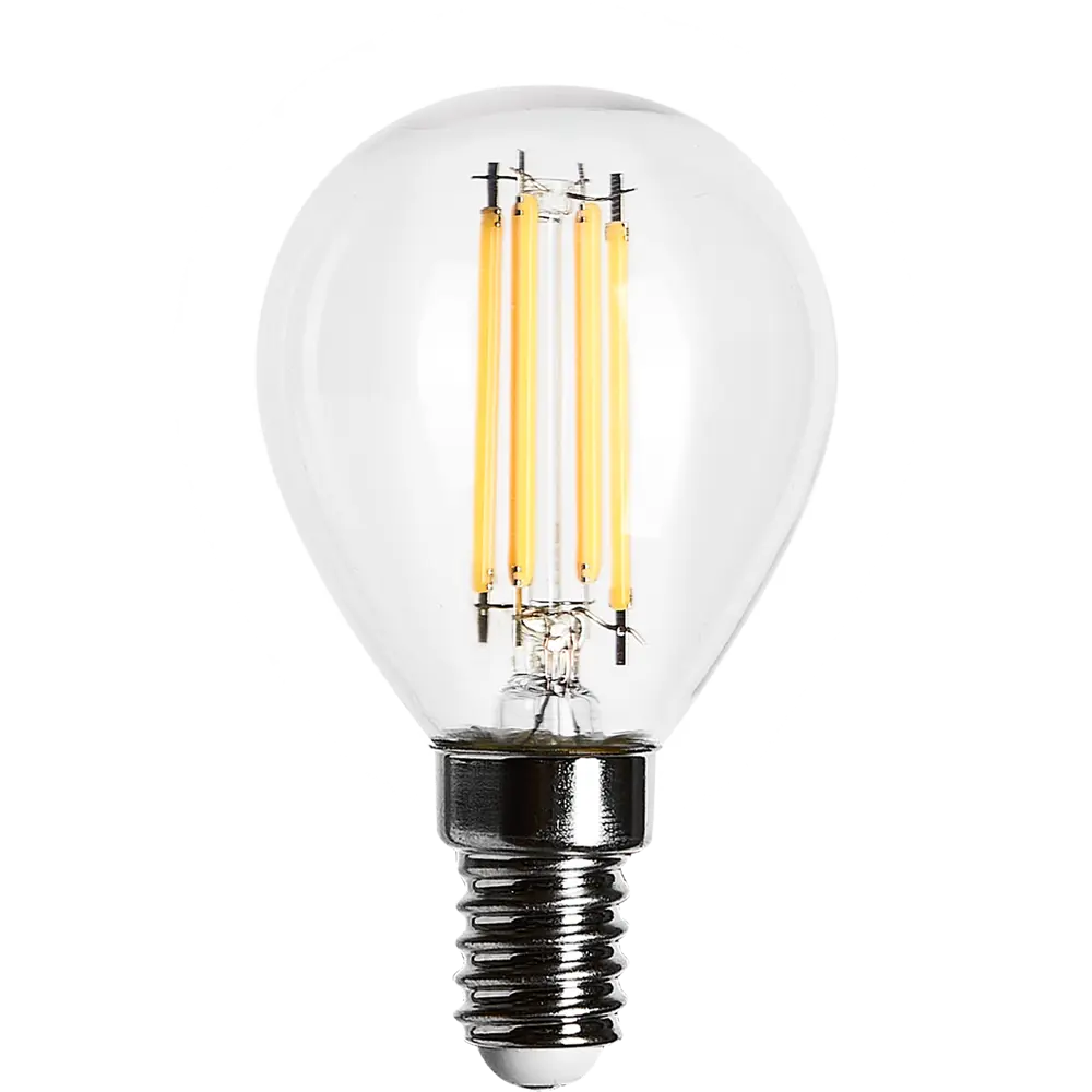 Лампа светодиодная филаментная Osram E14 220 В 5 Вт шар прозрачная 520 лм тёплый белый свет, для диммера 82455735 STLM-2166193  - Вид №1
