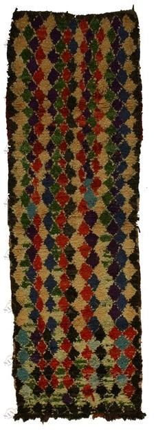 AFOLKI Прямоугольный шерстяной коврик с длинным ворсом и геометрическими мотивами Boucherouite Taa1045be