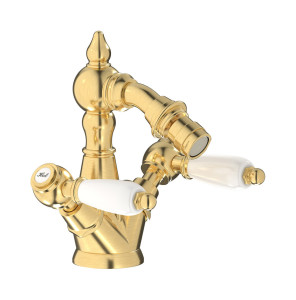 Смеситель для биде с 2 ручками в комплекте с донным клапаном. WE ARE IB hl225os_2 Brushed Gold Hermes