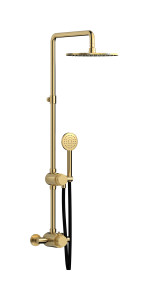 Душевая колонна с термостатом и душевым гарнитуром. WE ARE IB rx800os Brushed Gold Indoor Shower