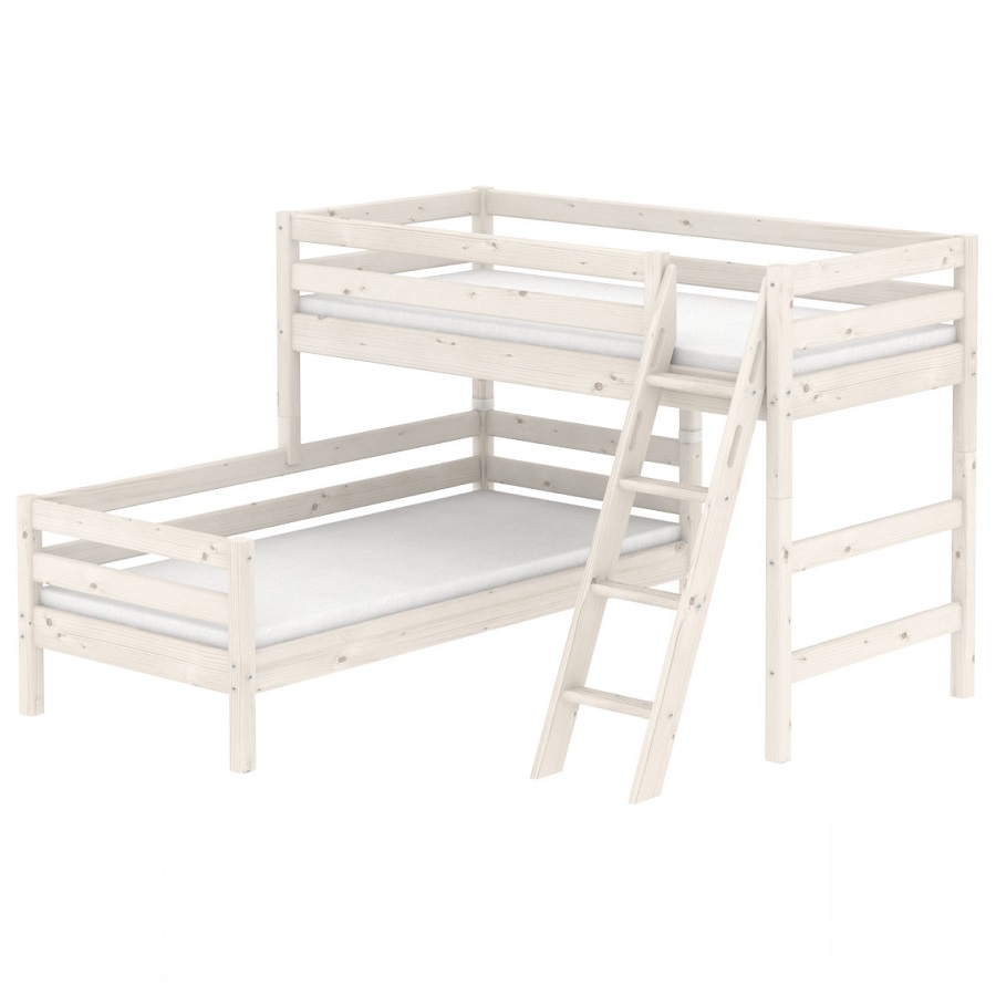 Кровать Flexa Classic двуспальная модульная с наклонной лестницей, белая, 190 см 9010313201 - Вид №1