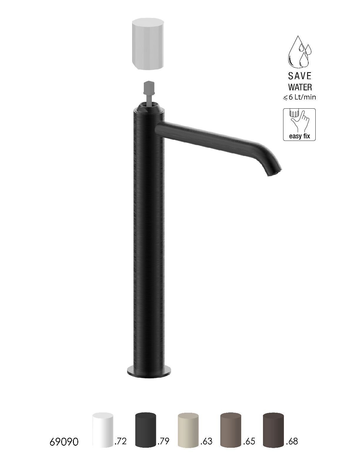 Смеситель для раковины из нержавеющей стали с ограничителем расхода Rubinetterie Frattini Pepe XLS 316 ARCH-00014636 - Вид №2