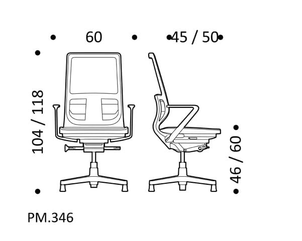 5-спицевое вращающееся сетчатое офисное кресло с колесами ICF PYLA MESH ARCH-00128670 - Вид №5