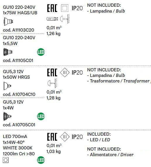 Кристалл утопленный прожектор для столешницы Fabbian точечные светильники ARCH-00070225 - Вид №6