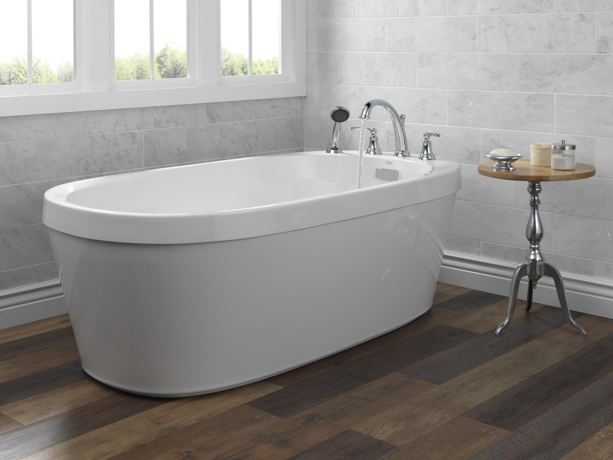 T4732-RB Римская ванна с ручным душем Delta Faucet Woodhurst Венецианская бронза  - Вид №1