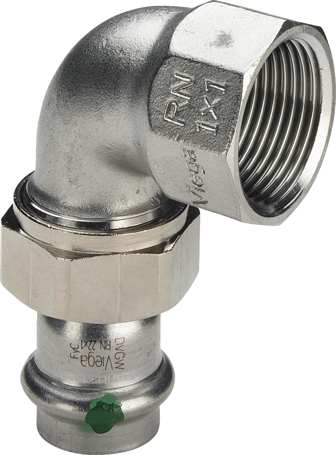 Viega Соединительный элемент резьбовой разъемный 90° Sanpress Inox 2355 (437367) 437 367