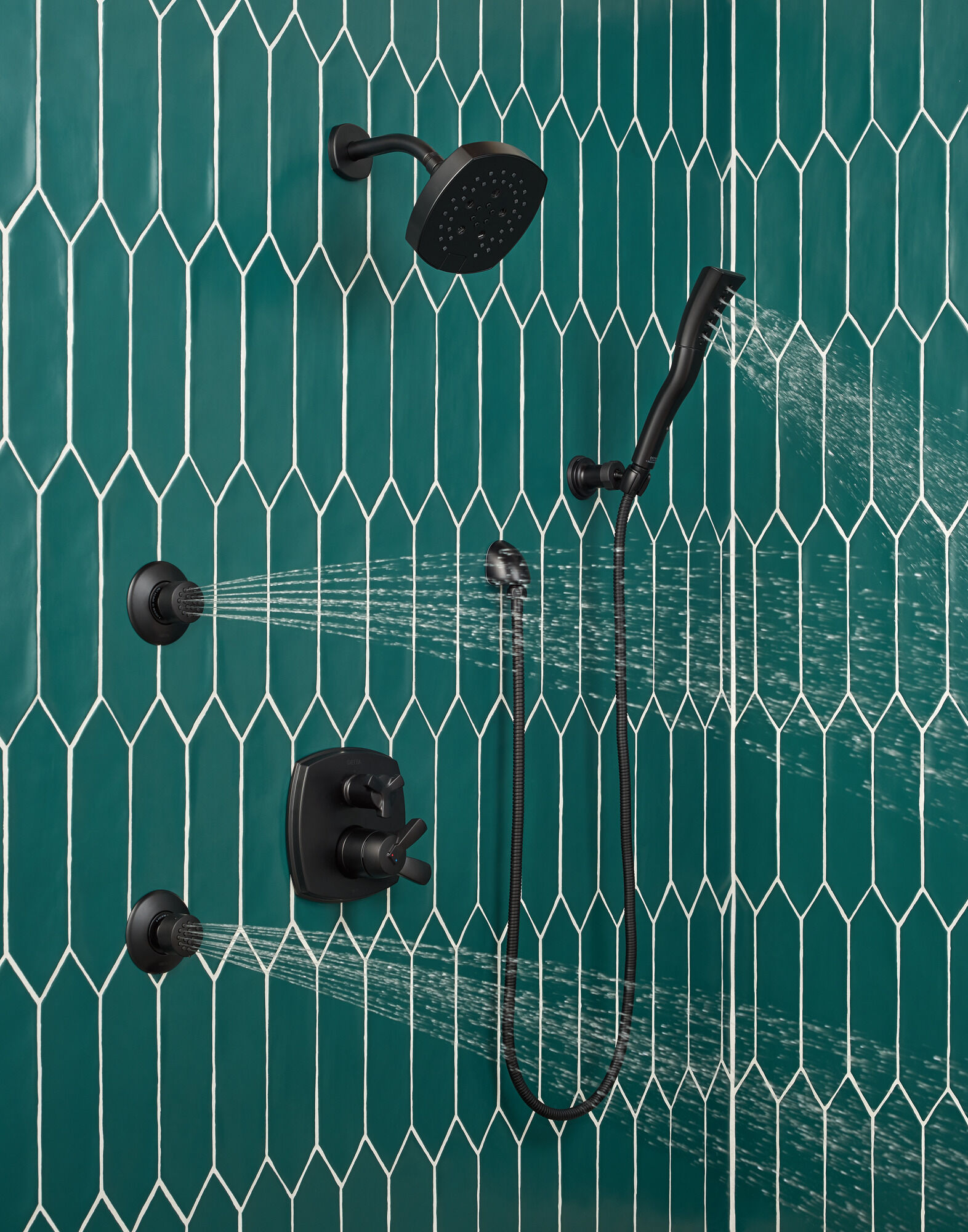 52663-BL Насадка для душа H2Okinetic с 5 настройками Delta Faucet Universal Showering Матовый черный  - Вид №3