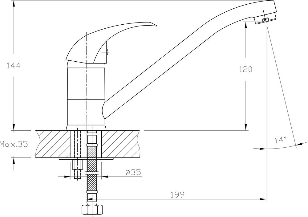 Кухонный смеситель Z-3321 белый GranFest QUARZ - Вид №1