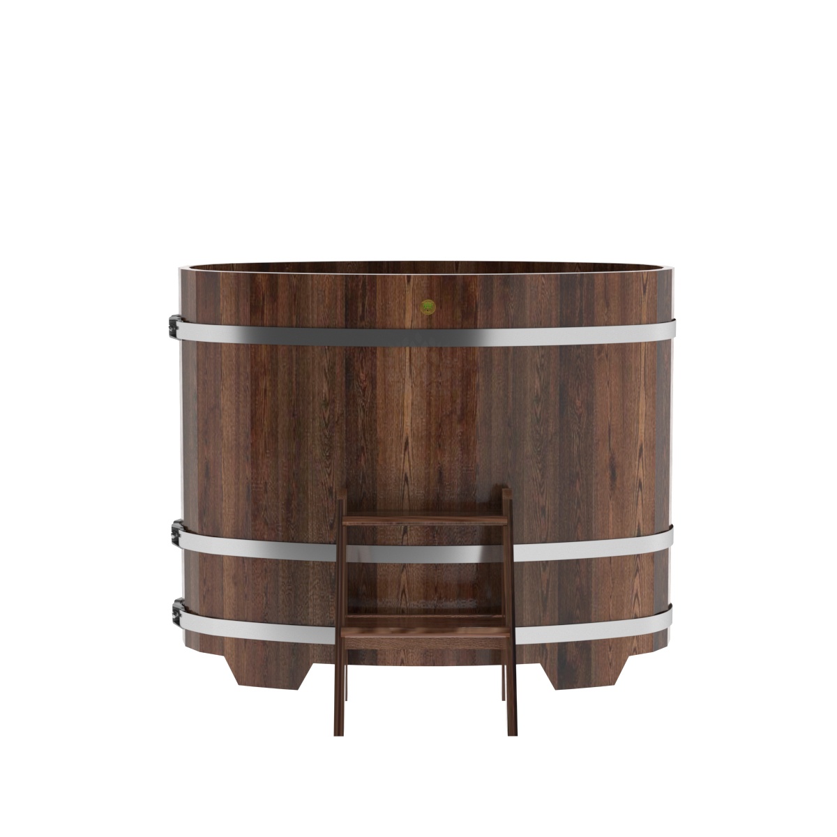 1136 Купель овальная из лиственницы 0,69х1,31х1,1 морёная премиум Alyarus  - Вид №3