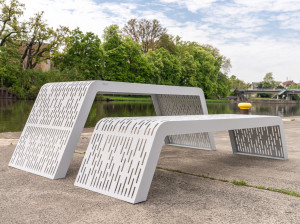 Стол и скамейка для общественных мест из нержавеющей стали