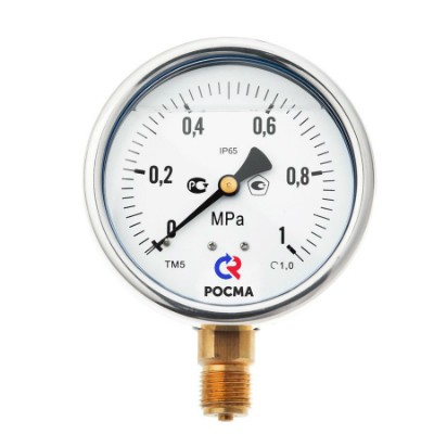 TM-520P.0406 Манометр TM520P из нержавеющей стали с нижним подключением Valtec 1/2", 0-6 бар 