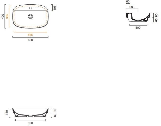 165grlx00 Накладная раковина консольная овальная CERAMICA CATALANO Green - Вид №3