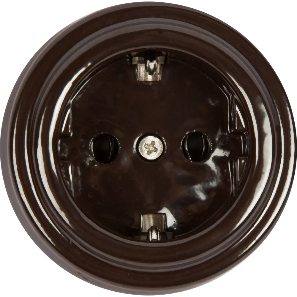 Розетка накладная ELECTRALINE Bironi ретро с заземлением, коричневая 82063845