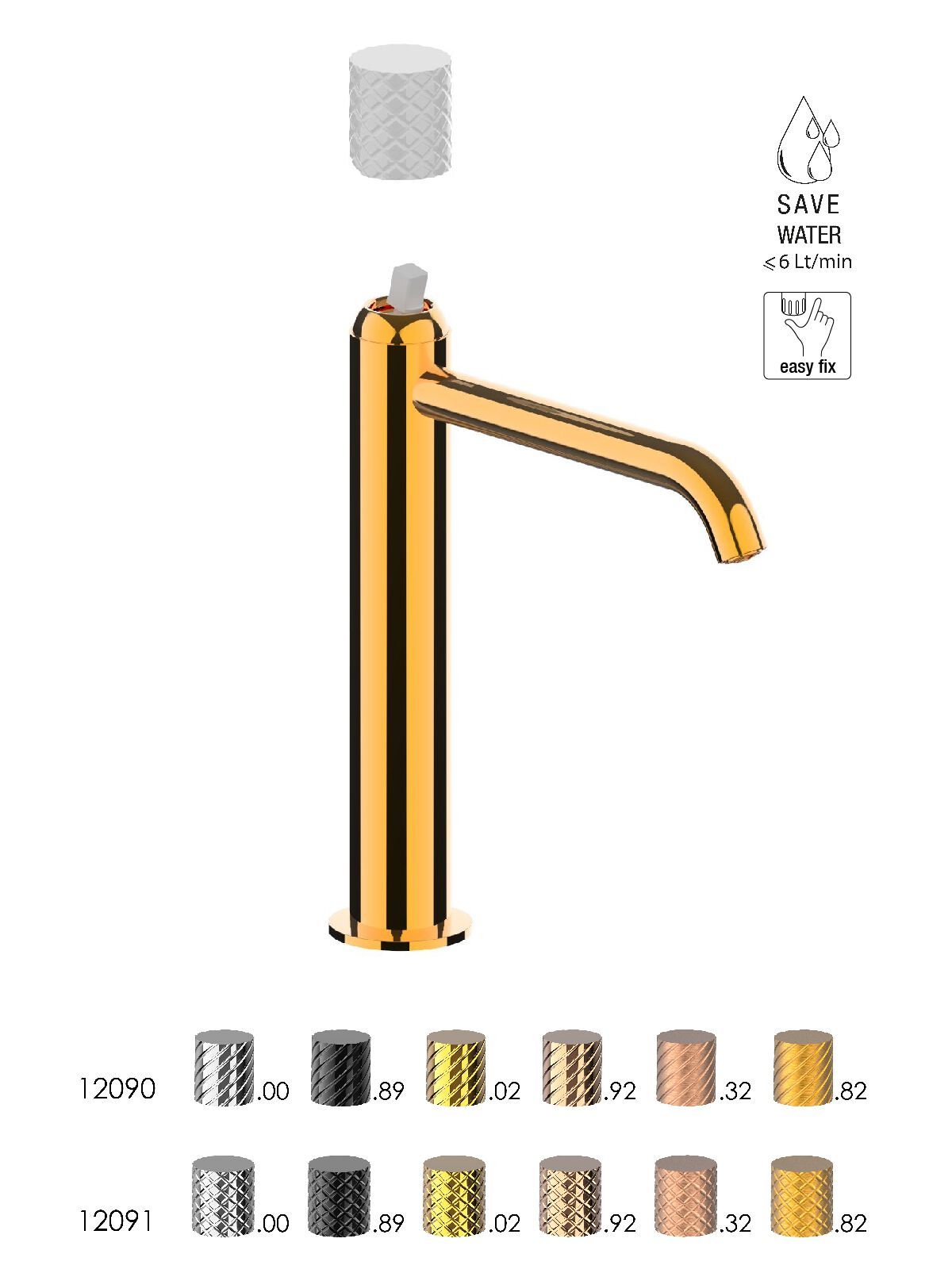 Смеситель для раковины высокого пола с ограничителем расхода Rubinetterie Frattini Pepe XLS ARCH-00125528 - Вид №2