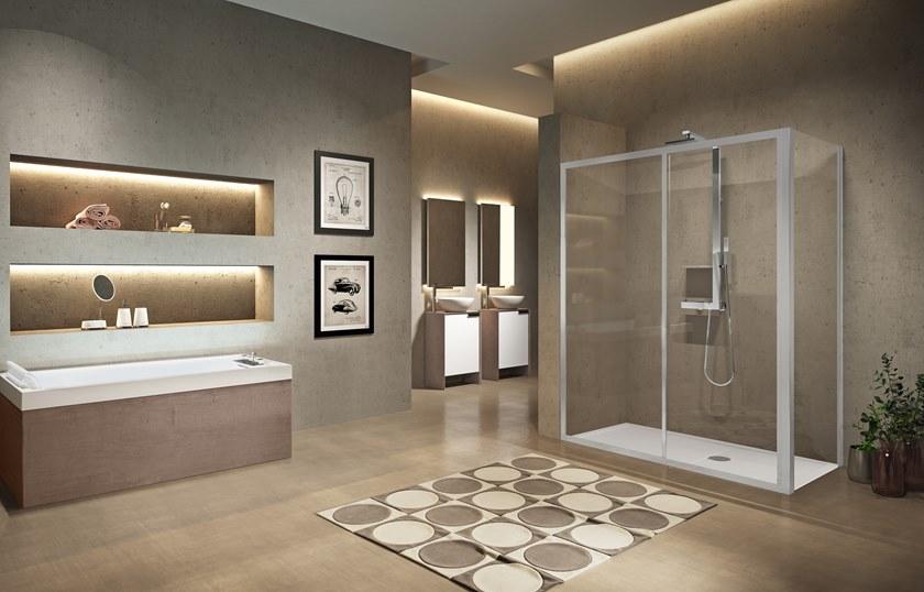 NOVELLINI Душевой уголок угловой с раздвижной дверцей Lunes 2.0 sun-id-1382139 - Вид №1