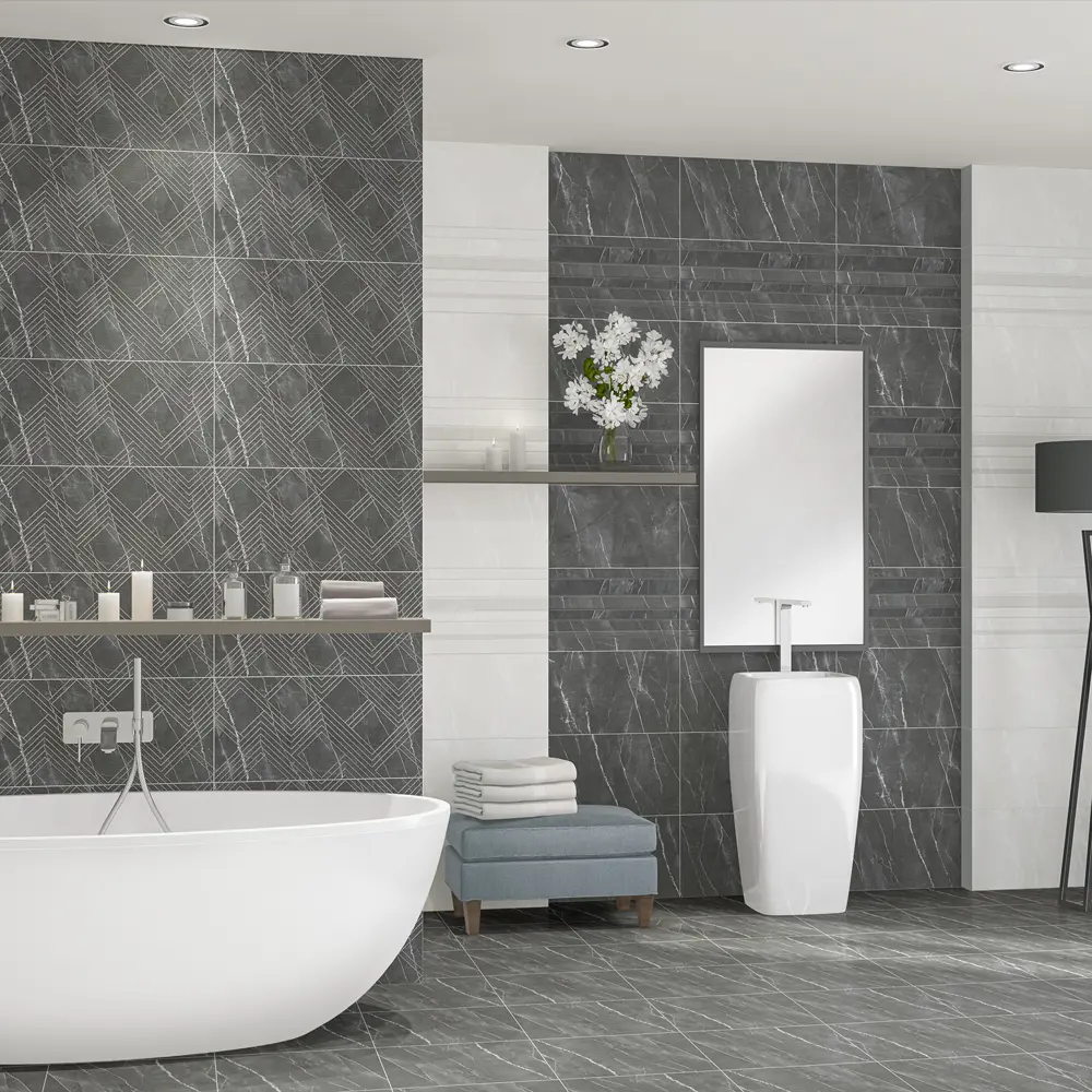 82825658 Декор настенный Azori Hygge Grey Cristall 31.5x63 см матовый камень цвет серый зигзаг STLM-0947907  - Вид №4