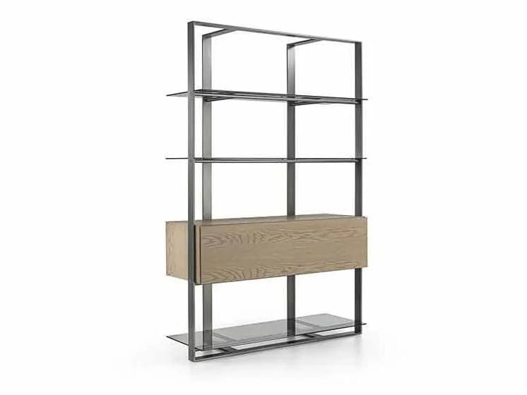 Металлический книжный шкаф со стеклянными полками Frigerio UNIQUE ARCH-00135296