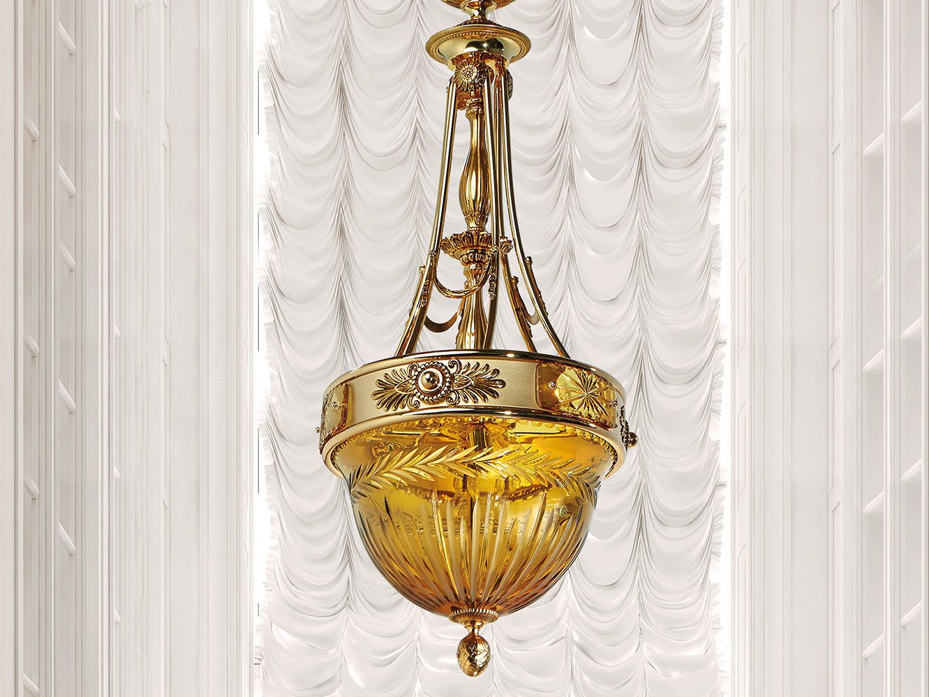 Градиентная золотая люстра с янтарным Кристаллом Possoni Illuminazione ARCH-00093296 - Вид №1