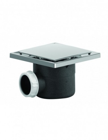 568881 000 00  Трап с крышкой для душевой кабины, h. 105 мм, в комплекте гидроизоляционный коврик, хромированный металл Valentin Хром  - Вид №1