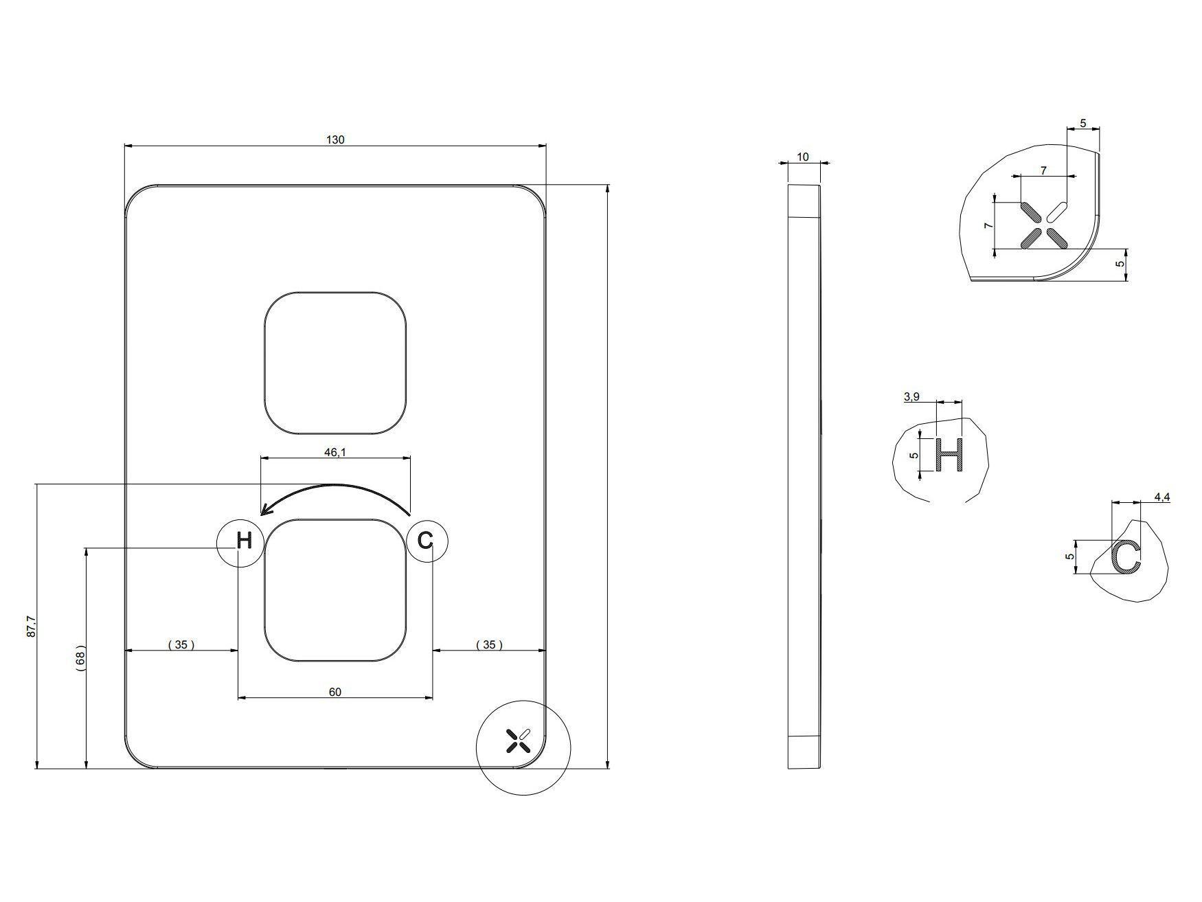 Термостатический смеситель для душа с 2 отверстиями CROSSWATER ATOLL, GLIDE II & MARVEL ARCH-00007273 - Вид №1