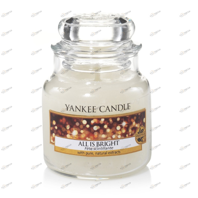 Свеча маленькая в стеклянной банке "Светло и Ярко" All is bright 104гр 25-45 часов YANKEE CANDLE  267938 Белый 