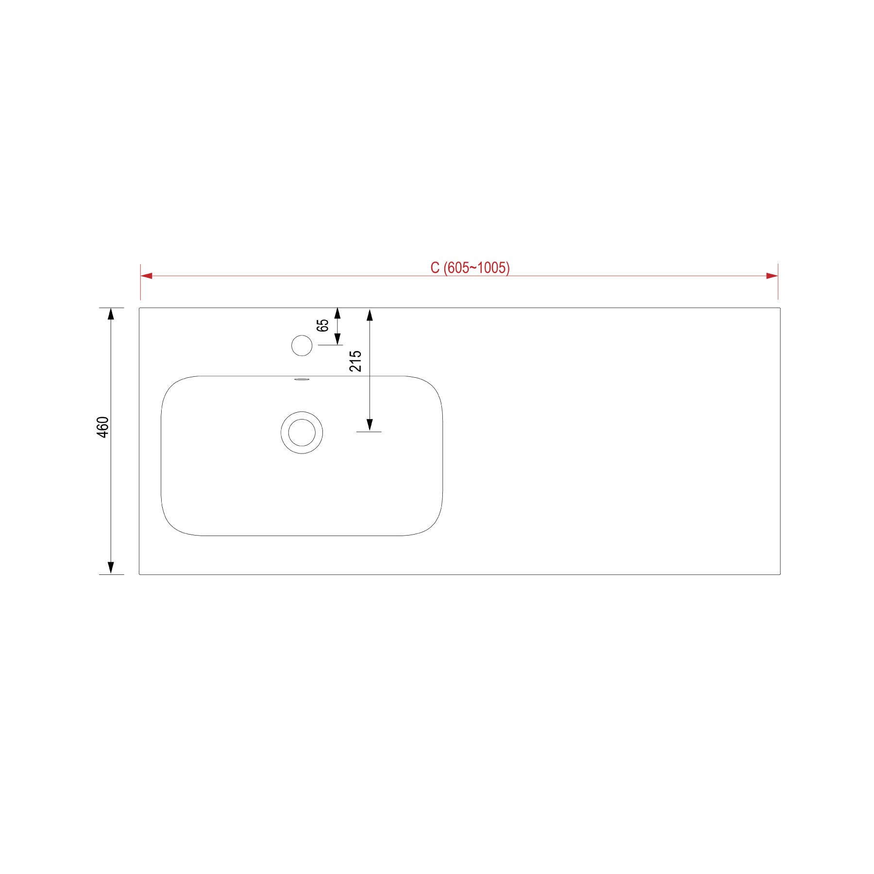 24391 SALGAR Раковина на заказ SOFIA 1005 Тумба для хранения справа MINERALMARMO 1005 x 15 x 460 мм - Вид №1