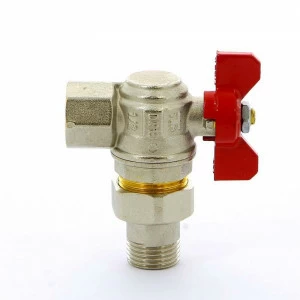 Кран шаровой НВ с разъемным соединением для коллектора бабочка TIEMME угловой 1/2"