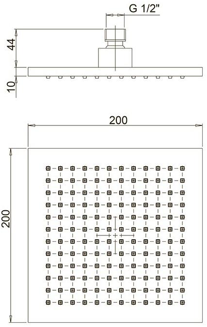 50CR759TCASQE Расс.д/душа, пластик, квадратный, 200 мм, хром Paini  - Вид №1