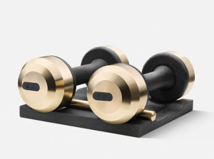 Пара гантелей из нержавеющей стали и дерева