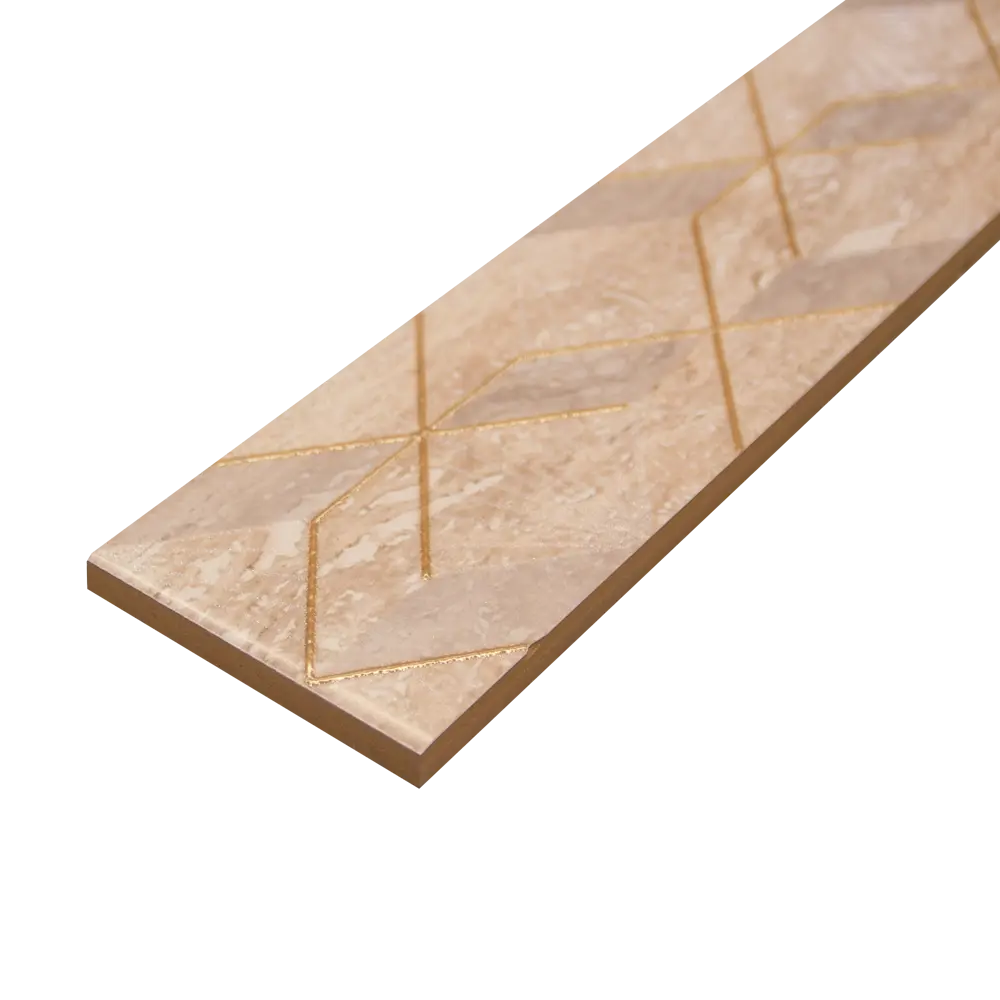 Бордюр настенный Azori Ascoli Diamond 7.5x63 см 0.047 м² камень цвет бежевый STLM-2068726 - Вид №1