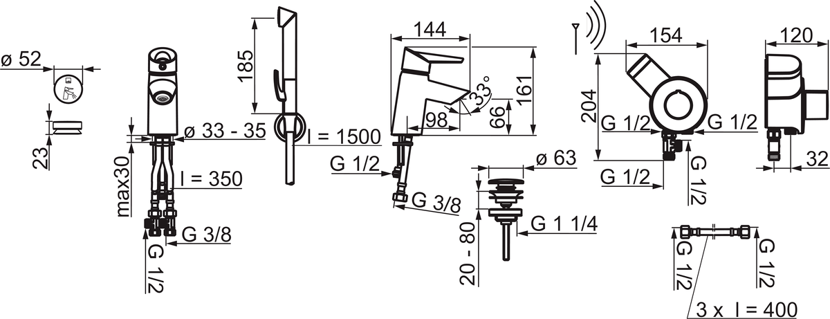 Oras 2705F Смеситель для умывальника, 3 V 2705F Optima Хром  - Вид №1