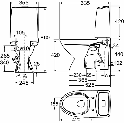 3926301201 Компакт унитаз с бачком Белый IDO Glow Швеция - Вид №1