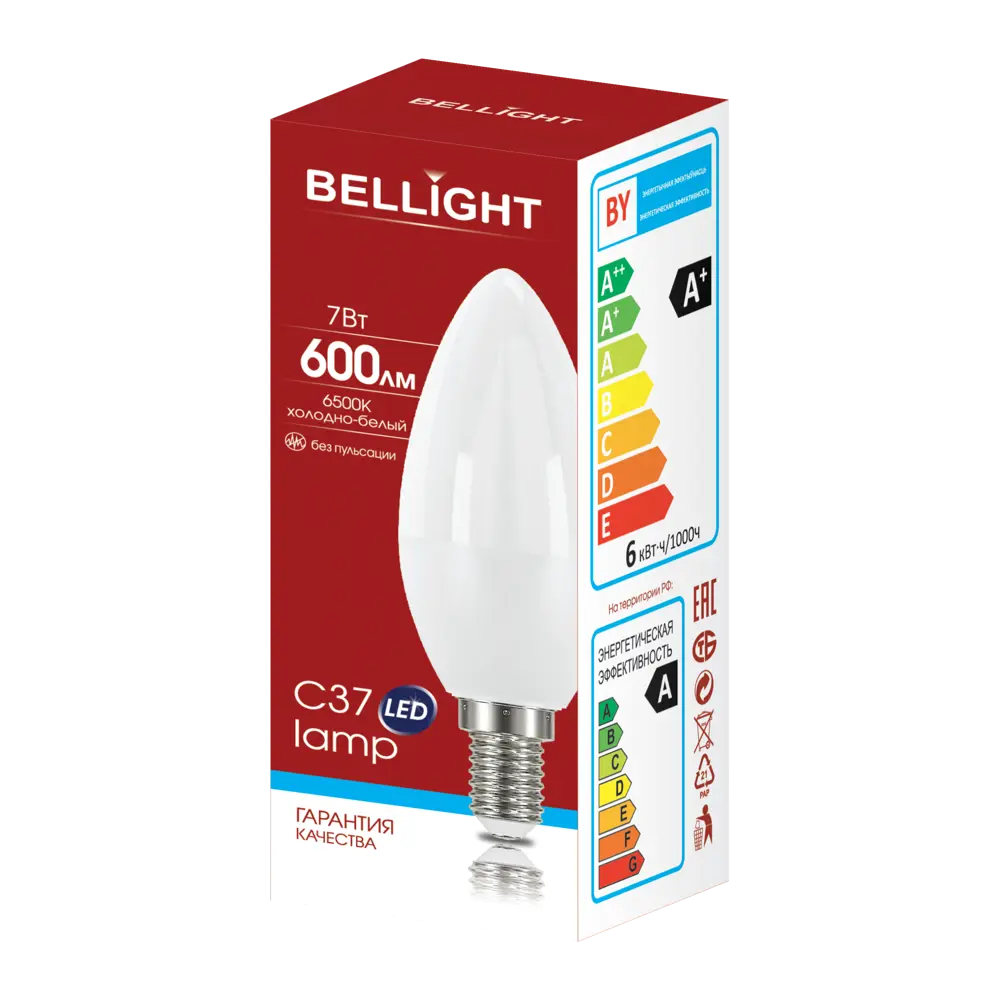 Лампа светодиодная Bellight E14 220-240 В 7 Вт свеча матовая 600 лм холодный белый свет 88297884 STLM-2018484  - Вид №3