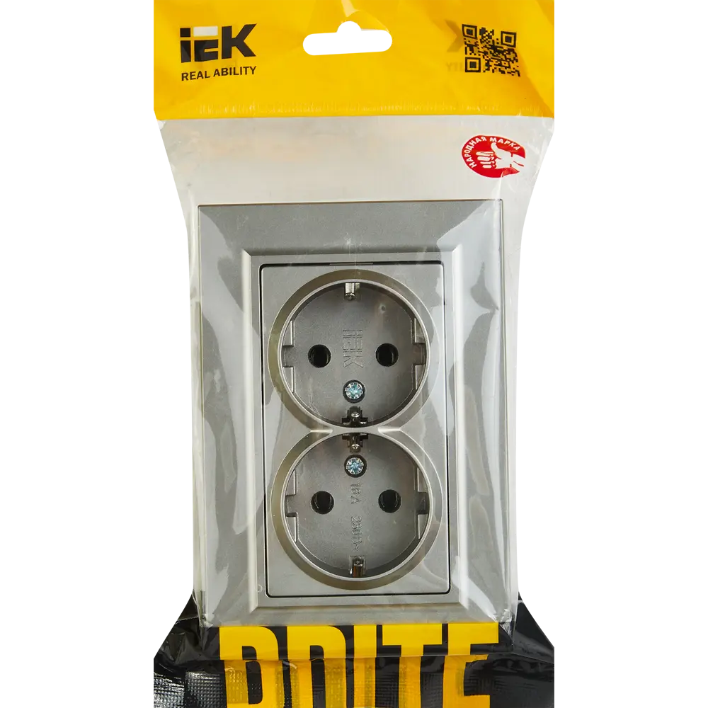 IEK Brite: Двойная розетка скрытого монтажа в стальном исполнении 87761622 STLM-1107911 - Вид №4