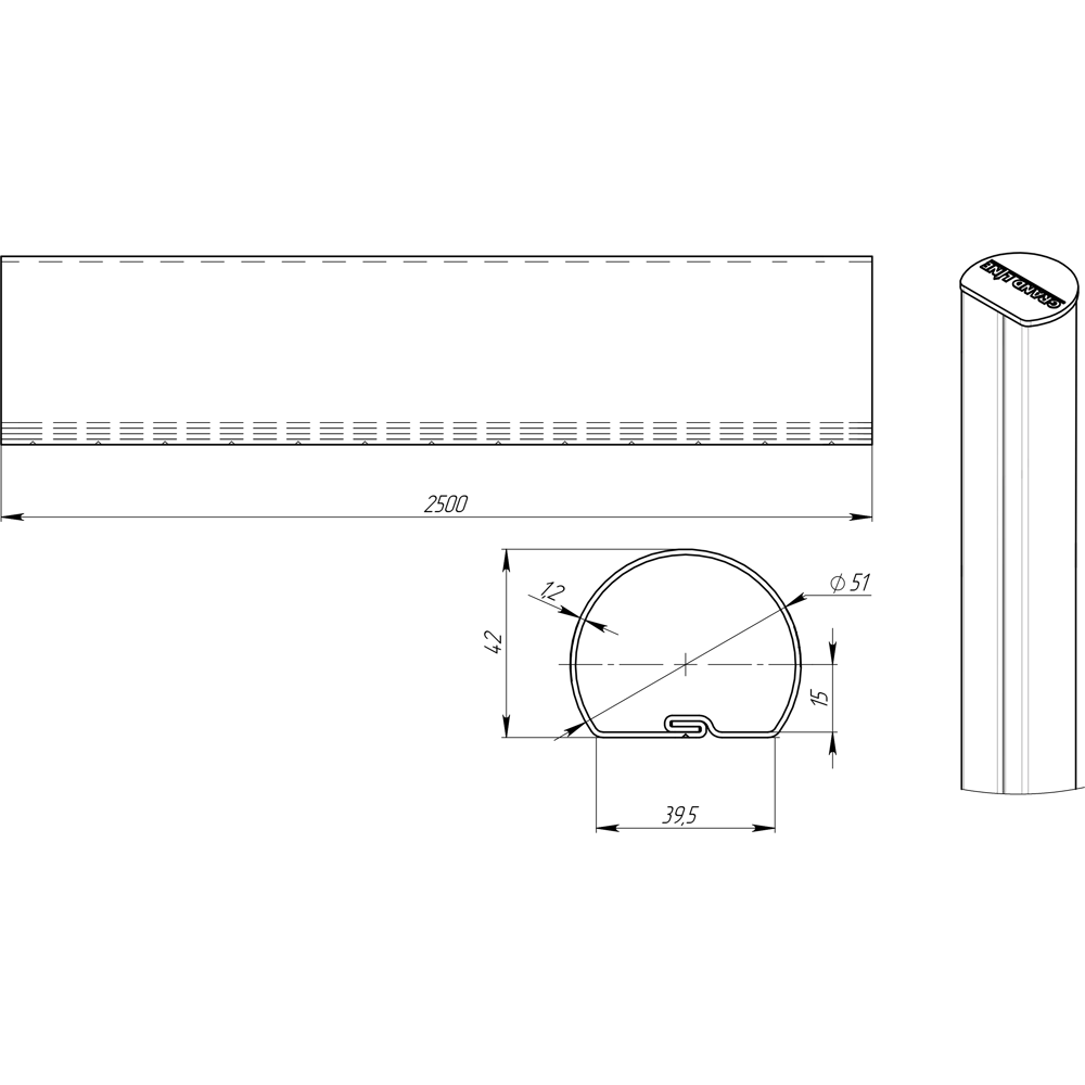 Santreyd Столб для забора полукруглый 51x2500 мм коричневый 17597544 STLM-0008414 - Вид №2