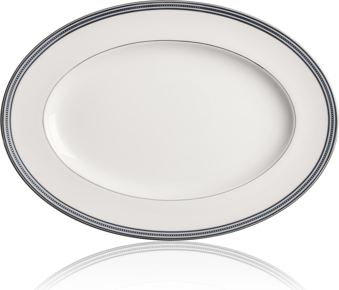 10649518 Noritake Блюдо овальное Noritake "Богарт платиновый" 32см Фарфор костяной 