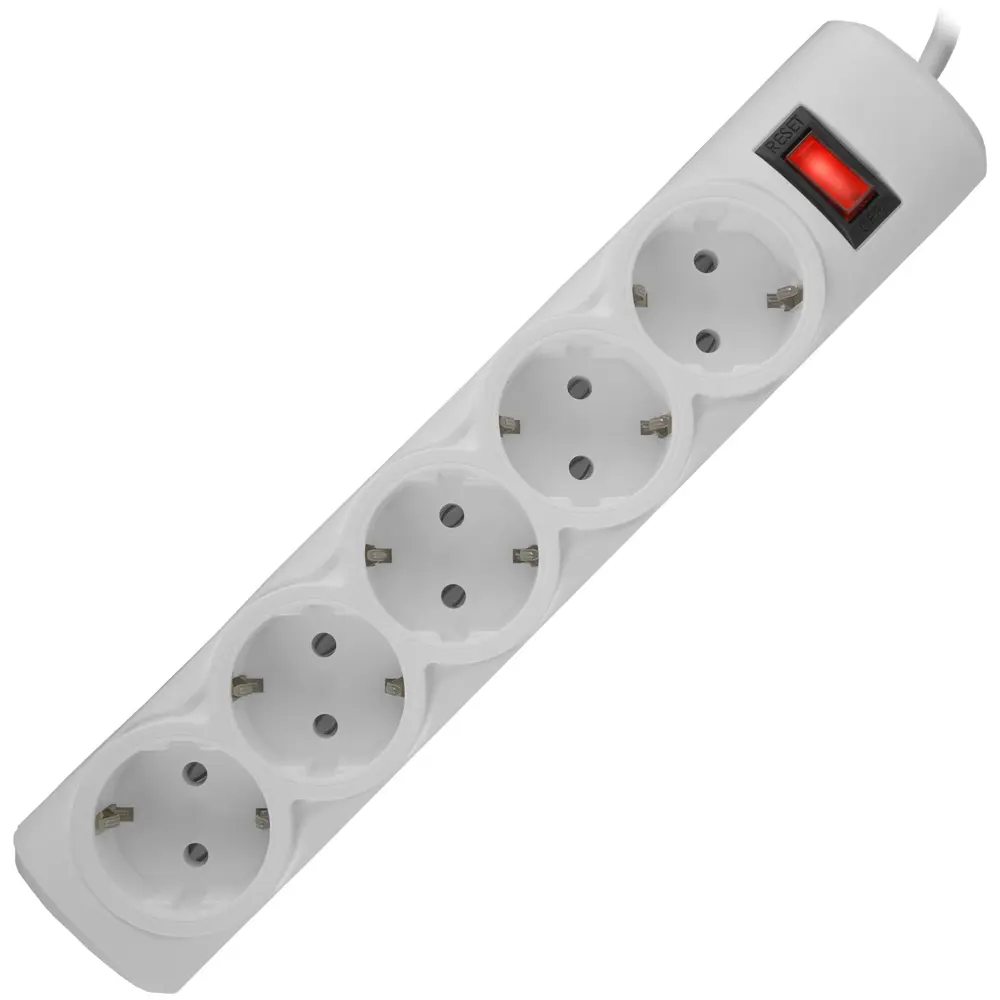 Сетевой фильтр Defender ES 5 розеток с заземлением 1.8 м 2200 Вт цвет белый STLM-2164242