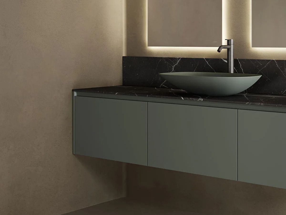 Деревянный умывальник с мраморной столешницей и ящиками Inbani слой ARCH-00134784 - Вид №4