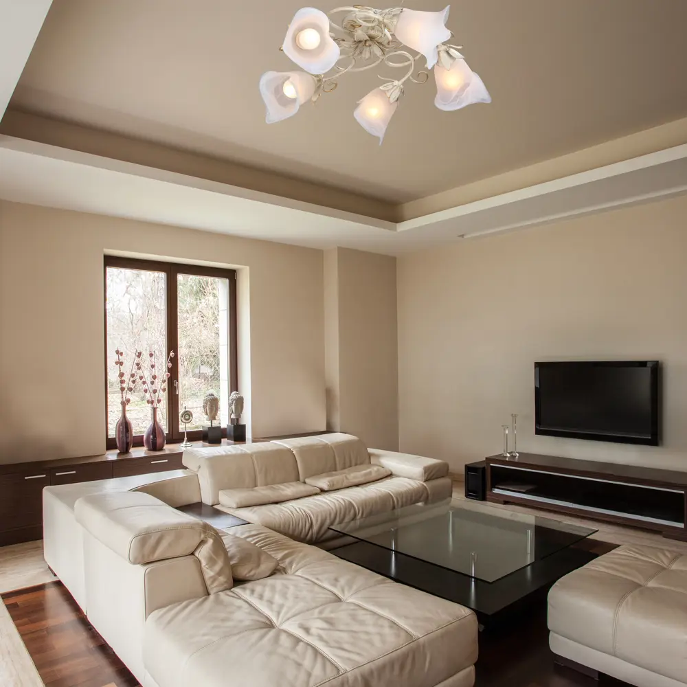 Люстра потолочная Vitaluce Летто 5 ламп 15м² Е14 цвет бежевый матовый STLM-2092817 - Вид №9