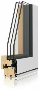 Sistema UNI_ONE Распашное окно из алюминия и дерева с тройным остеклением Uni_one