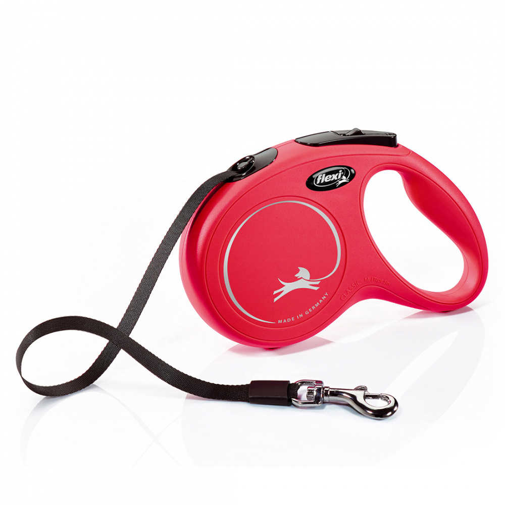 ПР0043831 Рулетка для собак New Classic M (до 25кг) лента 5м красная Flexi 
