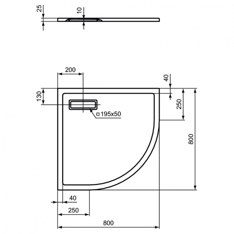 T4491V1 Душевой поддон 800x800x25 мм Ideal Standard ULTRAFLAT NEW  - Вид №4