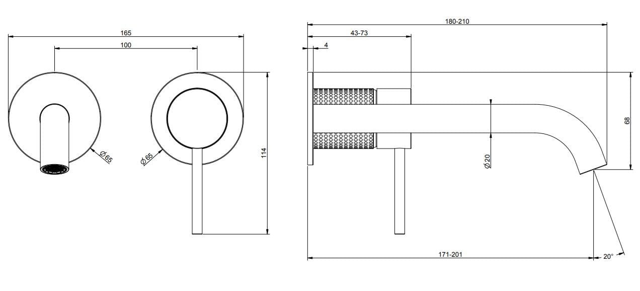 Настенный смеситель для раковины из нержавеющей стали с 2 отверстиями Gessi Messi316 ARCH-00060299 - Вид №4