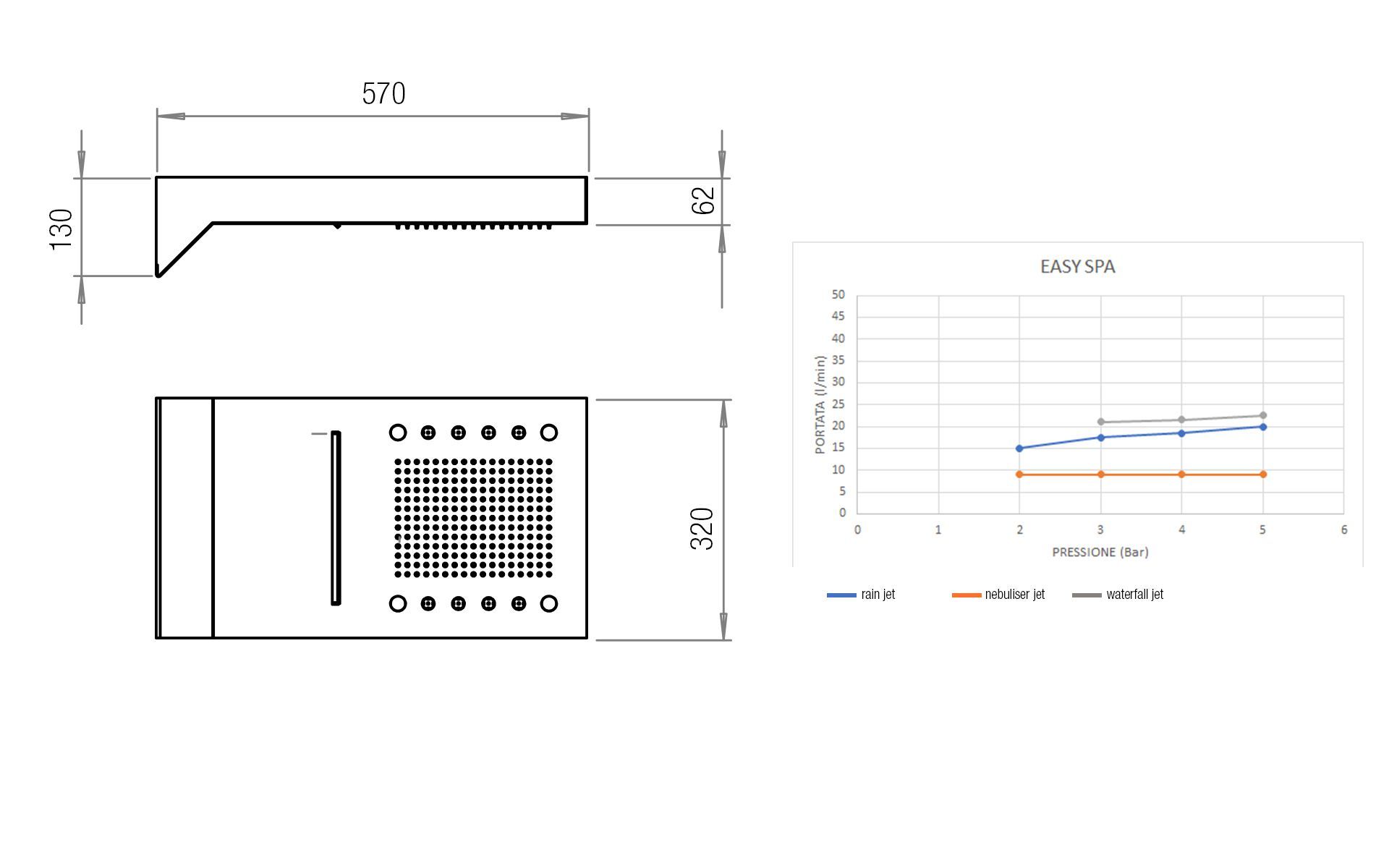 Прямоугольная душевая головка из нержавеющей стали с хромотерапией Aquademy EASY SPA ARCH-00045487 - Вид №1