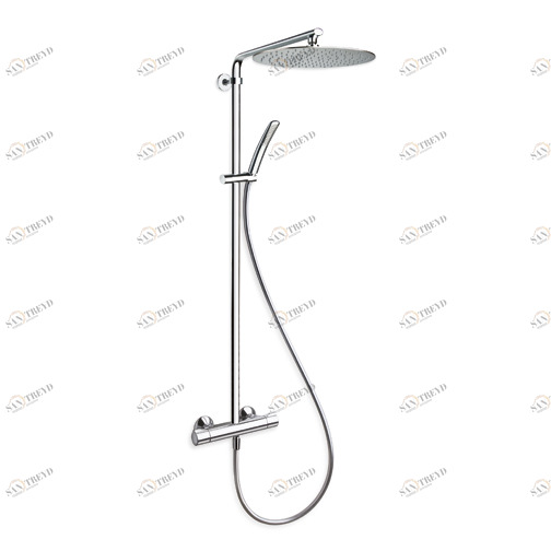 CRITE498 Внешний термостатический смеситель для душа "Cold Touch" с ручкой из АБС-пластика, овальным верхним душем SANDWICH PLUS 30 x 40, ручным душем с защитой от известкового налета с направляющей и гибким шлангом LONG LIFE Cristina Rubinetterie 