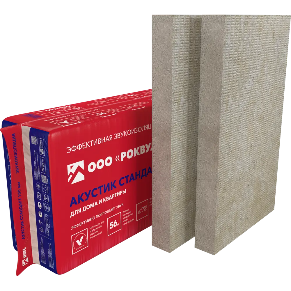 Rockwool Акустик Стандарт: экологичная каменная вата для звукоизоляции 89393871 STLM-1457478 - Вид №1