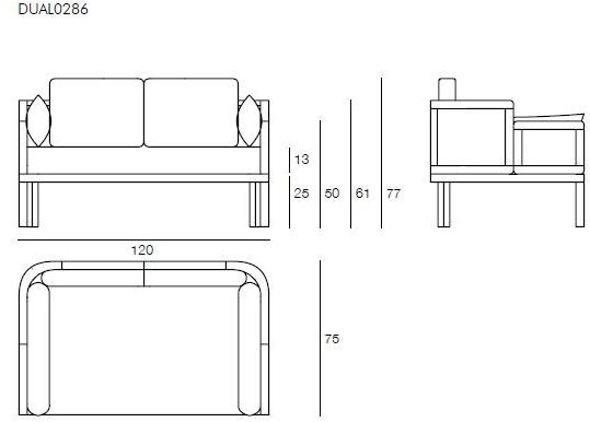 Il Giardino di Legno 2-местный тканевый садовый диван Dual Dual0286 - Вид №3