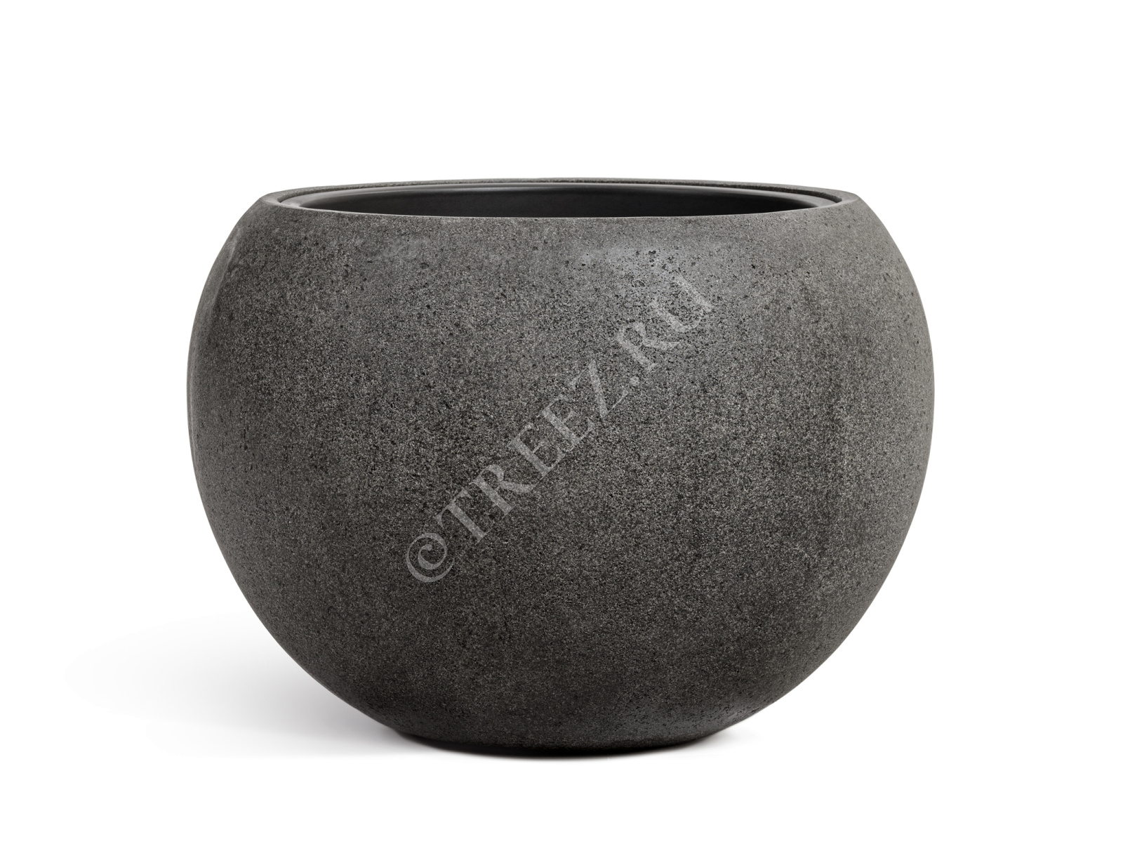 41.3319-01-025-GR-40 Кашпо  Effectory - серия Stone - Большая полусфера - Тёмно-серый камень Цветочная коллекция  - Вид №2