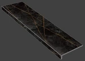 Граните Ступень Сандра черный структурированная 1200x320